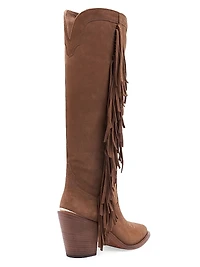 Cami 90MM Fringed Suede Knee-High Boots