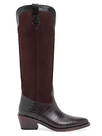 Mira 55MM Croc-Embossed Leather Knee-High Boots