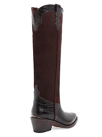 Mira 55MM Croc-Embossed Leather Knee-High Boots