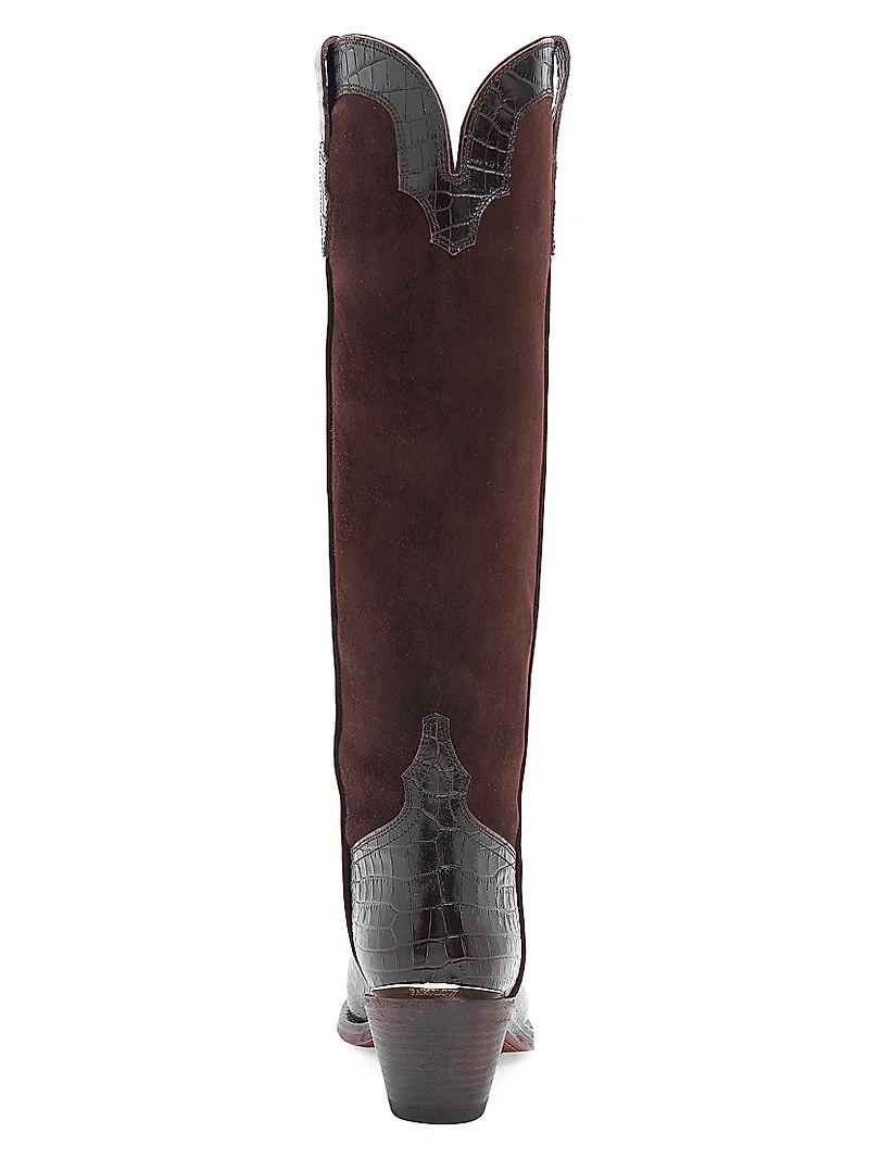 Mira 55MM Croc-Embossed Leather Knee-High Boots