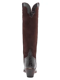 Mira 55MM Croc-Embossed Leather Knee-High Boots