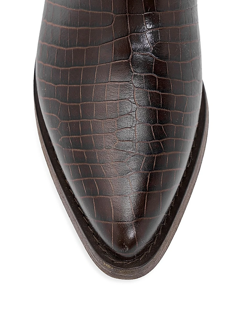 Mira 55MM Croc-Embossed Leather Knee-High Boots