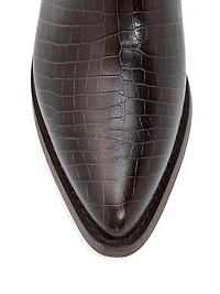 Mira 55MM Croc-Embossed Leather Knee-High Boots