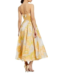 Floral Brocade Strapless Cocktail Dress