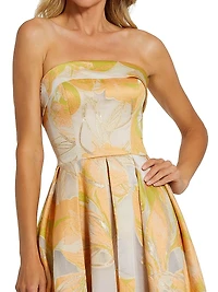 Floral Brocade Strapless Cocktail Dress