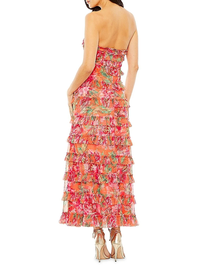Ruffled Strapless Maxi Dress