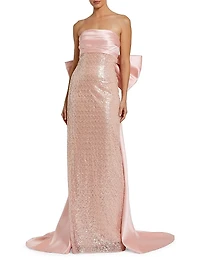 Embellished Bow Strapless Gown