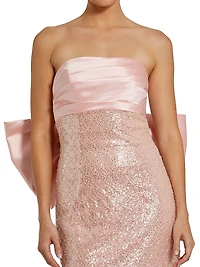 Embellished Bow Strapless Gown