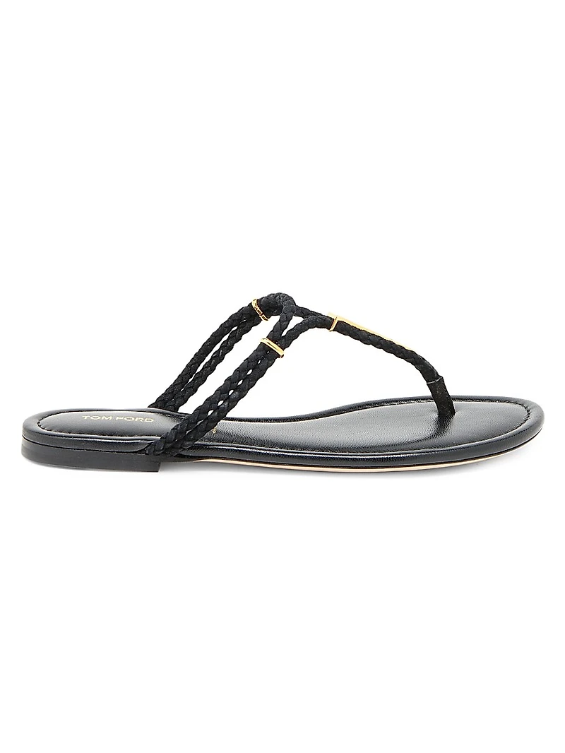Lily Woven Suede T-Strap Sandals