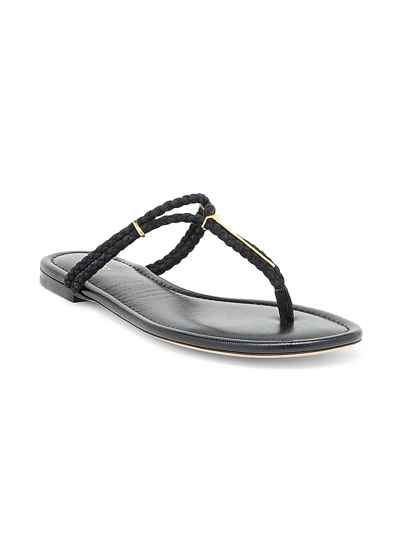 Lily Woven Suede T-Strap Sandals