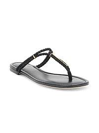 Lily Woven Suede T-Strap Sandals