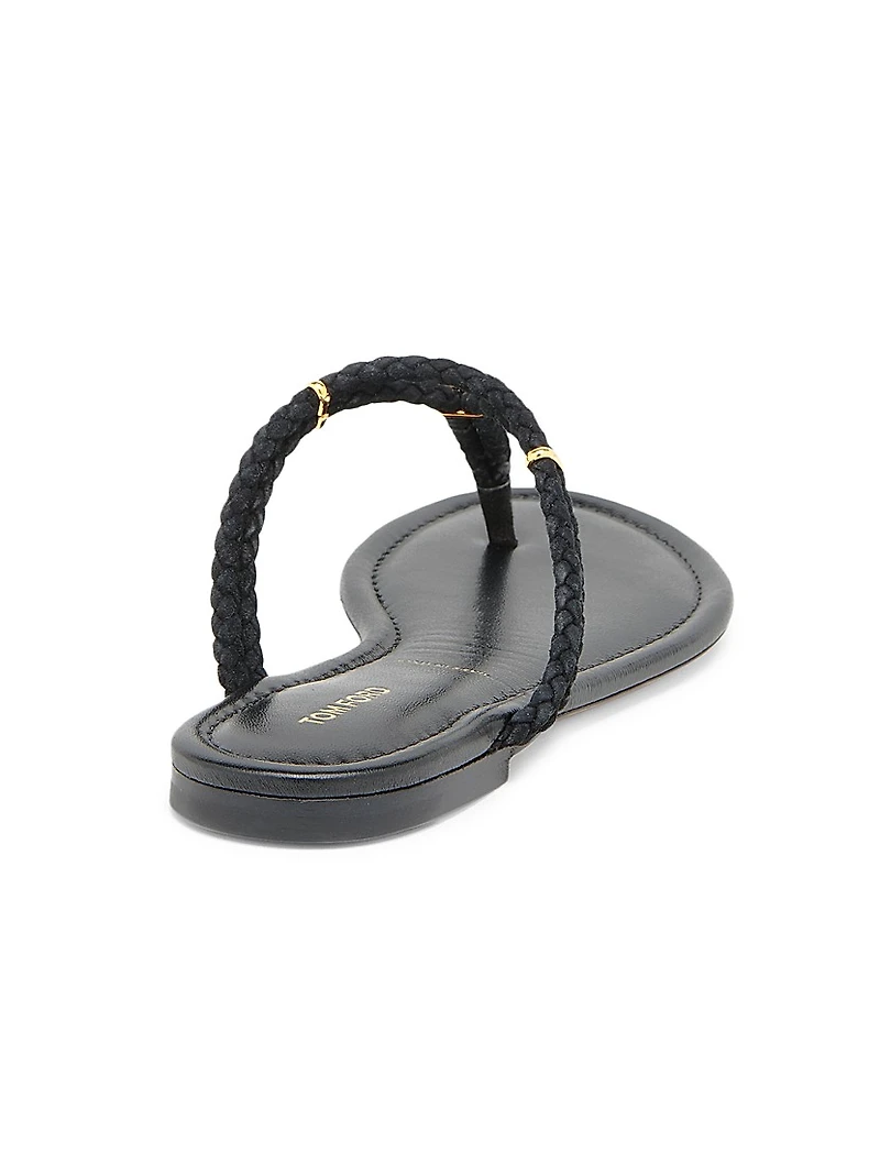 Lily Woven Suede T-Strap Sandals