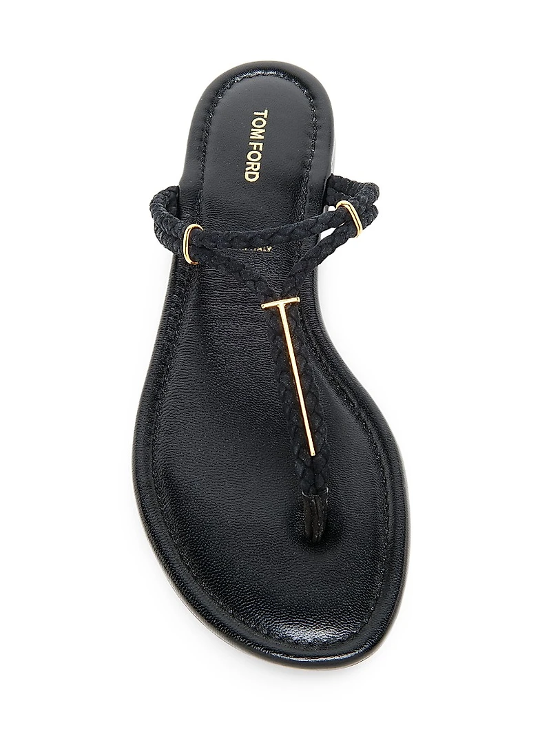Lily Woven Suede T-Strap Sandals