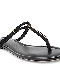 Lily Woven Suede T-Strap Sandals