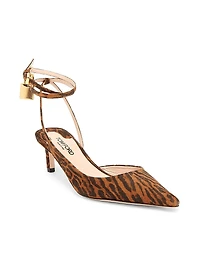 Padlock 55MM Ocelot Print Suede Slingback Pumps