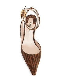 Padlock 55MM Ocelot Print Suede Slingback Pumps