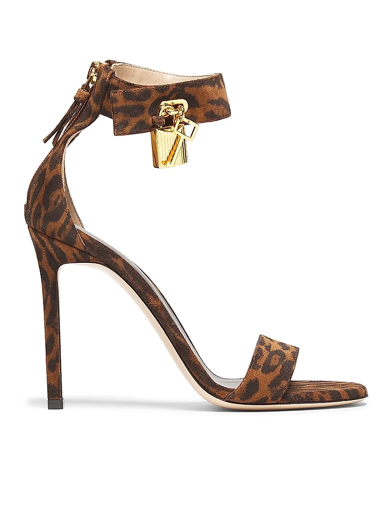Ocelot Print Suede 105MM Padlock Sandals