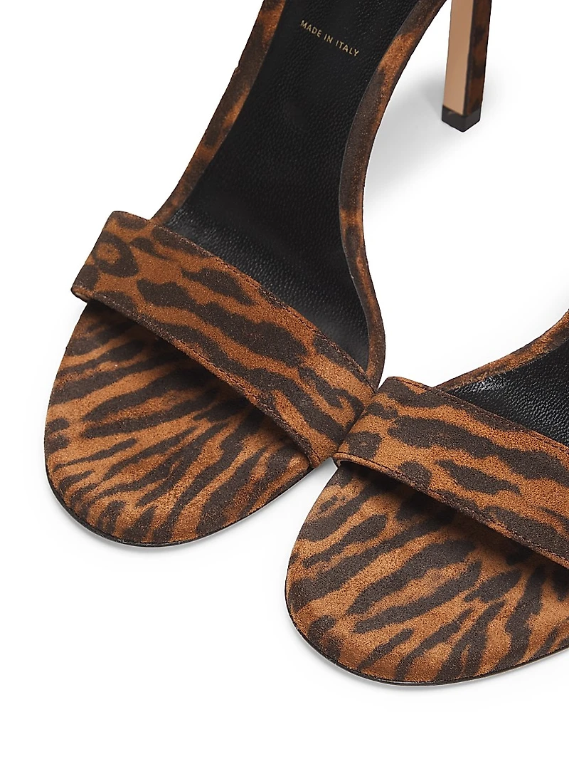 Ocelot Print Suede 105MM Padlock Sandals
