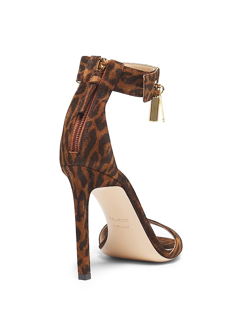 Ocelot Print Suede 105MM Padlock Sandals