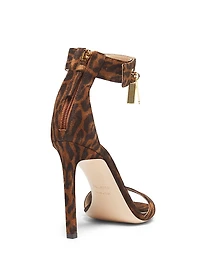 Ocelot Print Suede 105MM Padlock Sandals