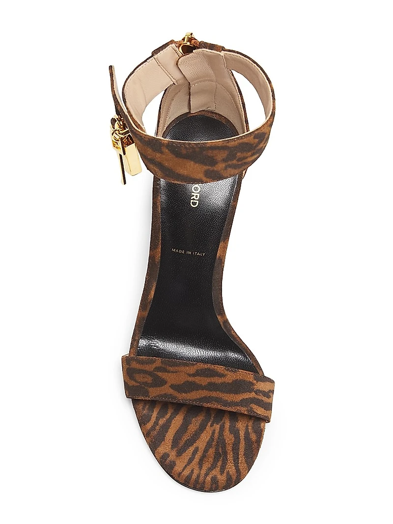 Ocelot Print Suede 105MM Padlock Sandals