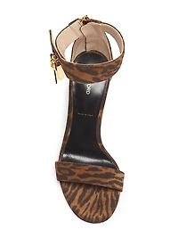Ocelot Print Suede 105MM Padlock Sandals