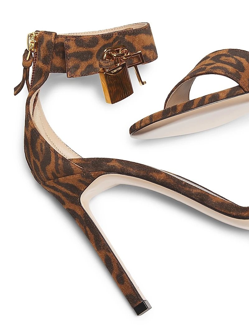 Ocelot Print Suede 105MM Padlock Sandals
