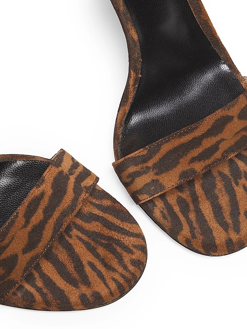 Ocelot Print Suede 105MM Padlock Sandals