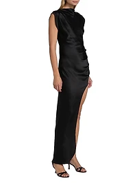 Biella Ruched Silk Maxi Dress
