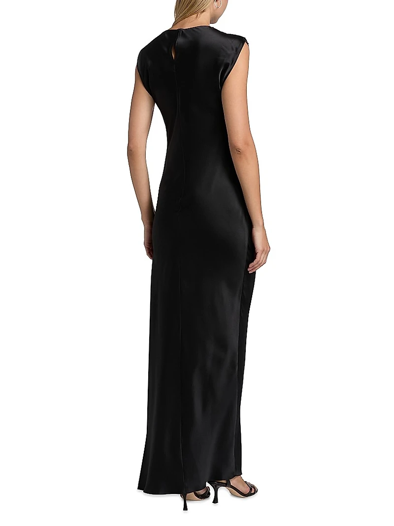 Biella Ruched Silk Maxi Dress