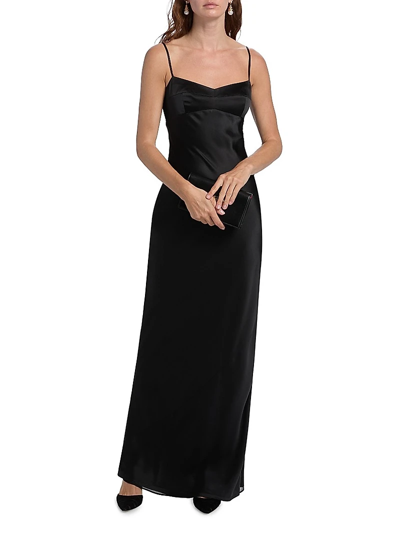 Janeiro Silk Satin Maxi Dress
