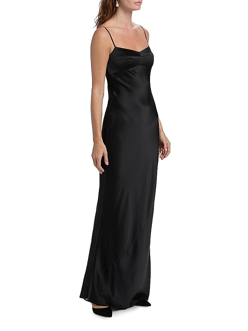 Janeiro Silk Satin Maxi Dress