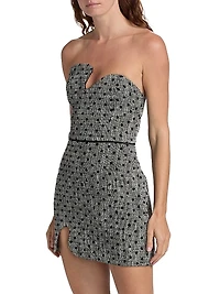 Puzzle Polka Dot Strapless Minidress