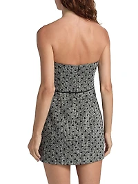 Puzzle Polka Dot Strapless Minidress