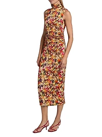 Damira Floral Ruched Midi-Dress
