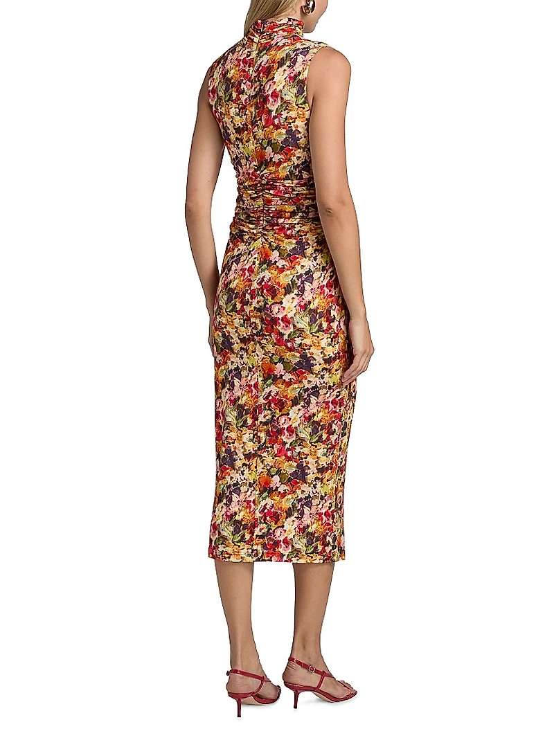 Damira Floral Ruched Midi-Dress