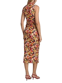 Damira Floral Ruched Midi-Dress