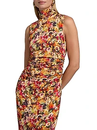 Damira Floral Ruched Midi-Dress