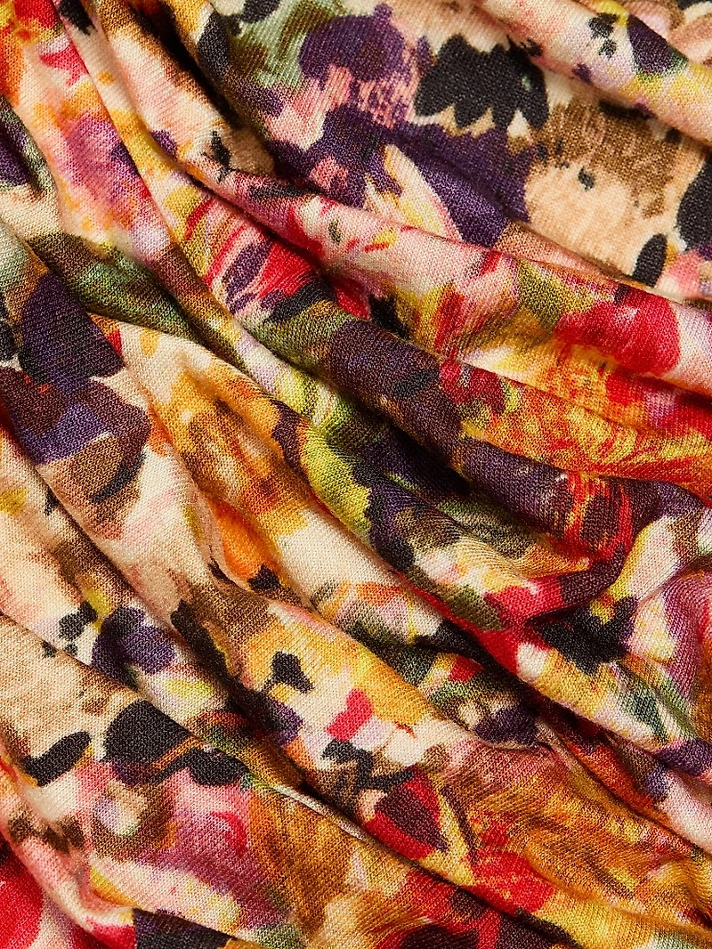 Damira Floral Ruched Midi-Dress