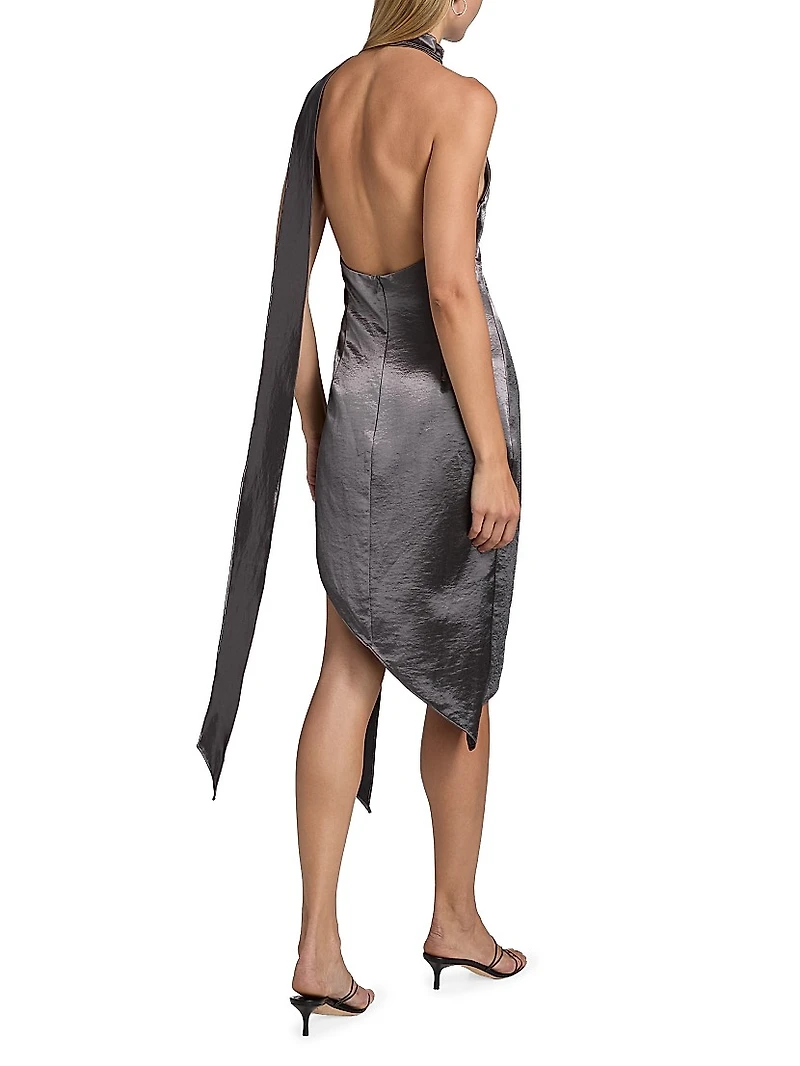 Vallani Bias-Cut Asymmetrical Minidress