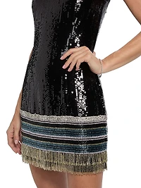 Augustine Embellished Fringe Minidress