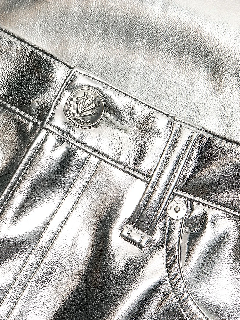 Logan Metallic Faux Leather High-Rise Wide-Leg Pants