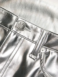 Logan Metallic Faux Leather High-Rise Wide-Leg Pants