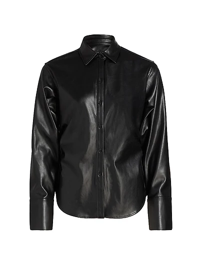 Leah Faux-Leather Button-Front Shirt