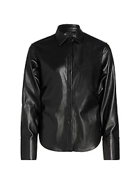 Leah Faux-Leather Button-Front Shirt