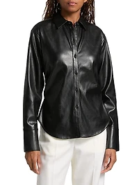 Leah Faux-Leather Button-Front Shirt