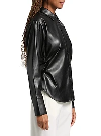 Leah Faux-Leather Button-Front Shirt