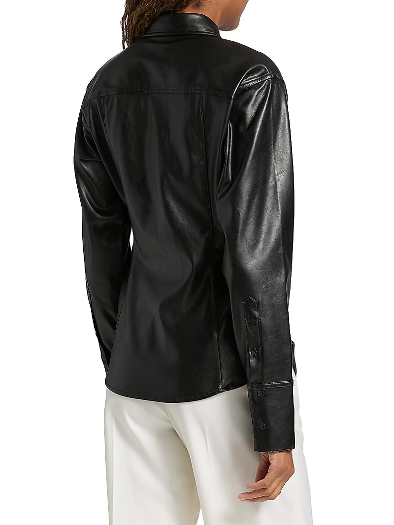 Leah Faux-Leather Button-Front Shirt