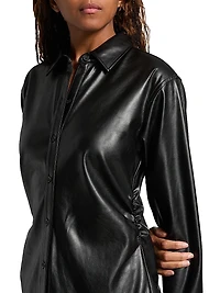 Leah Faux-Leather Button-Front Shirt