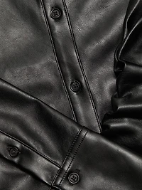 Leah Faux-Leather Button-Front Shirt